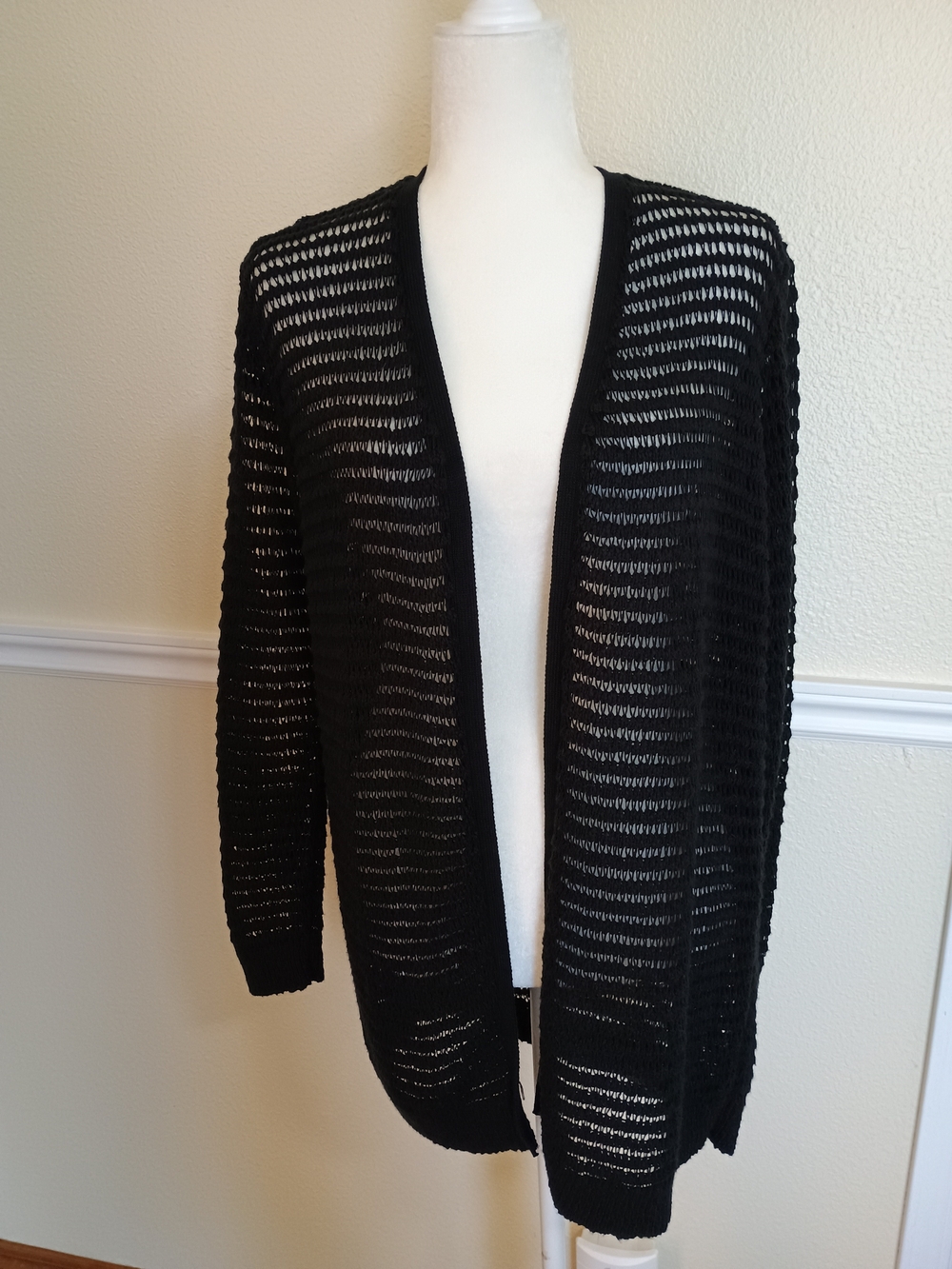 Forever 21 Black Open-Weave Knit Cardigan